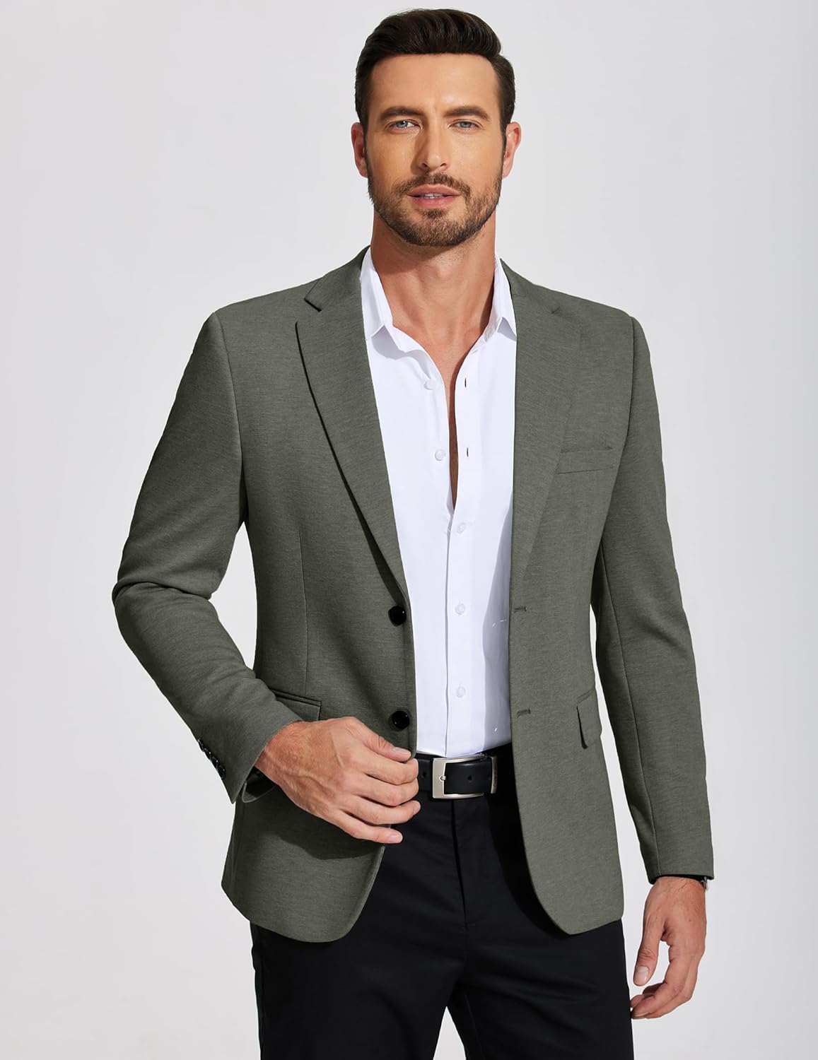 COOFANDY Mens Casual Blazer Knit Sport Coat Lightweight Two Button Suit Jacket - Image 2