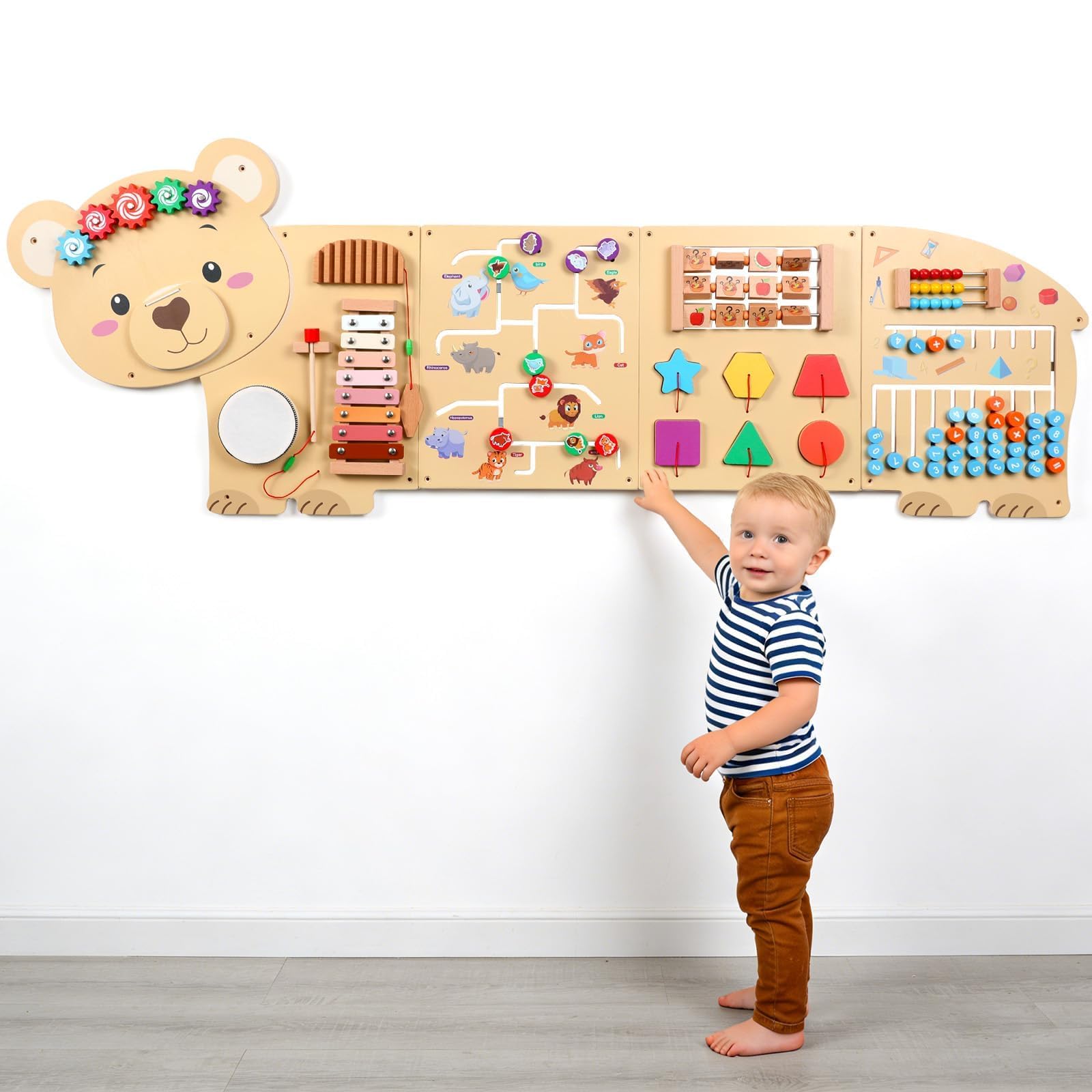 1,5 m grande orso attività parete occupato pannello da parete sensoriale in legno giocattoli montessori educativi per bambini bambini interattivo attività sensoriale bordo centro apprendimento sala