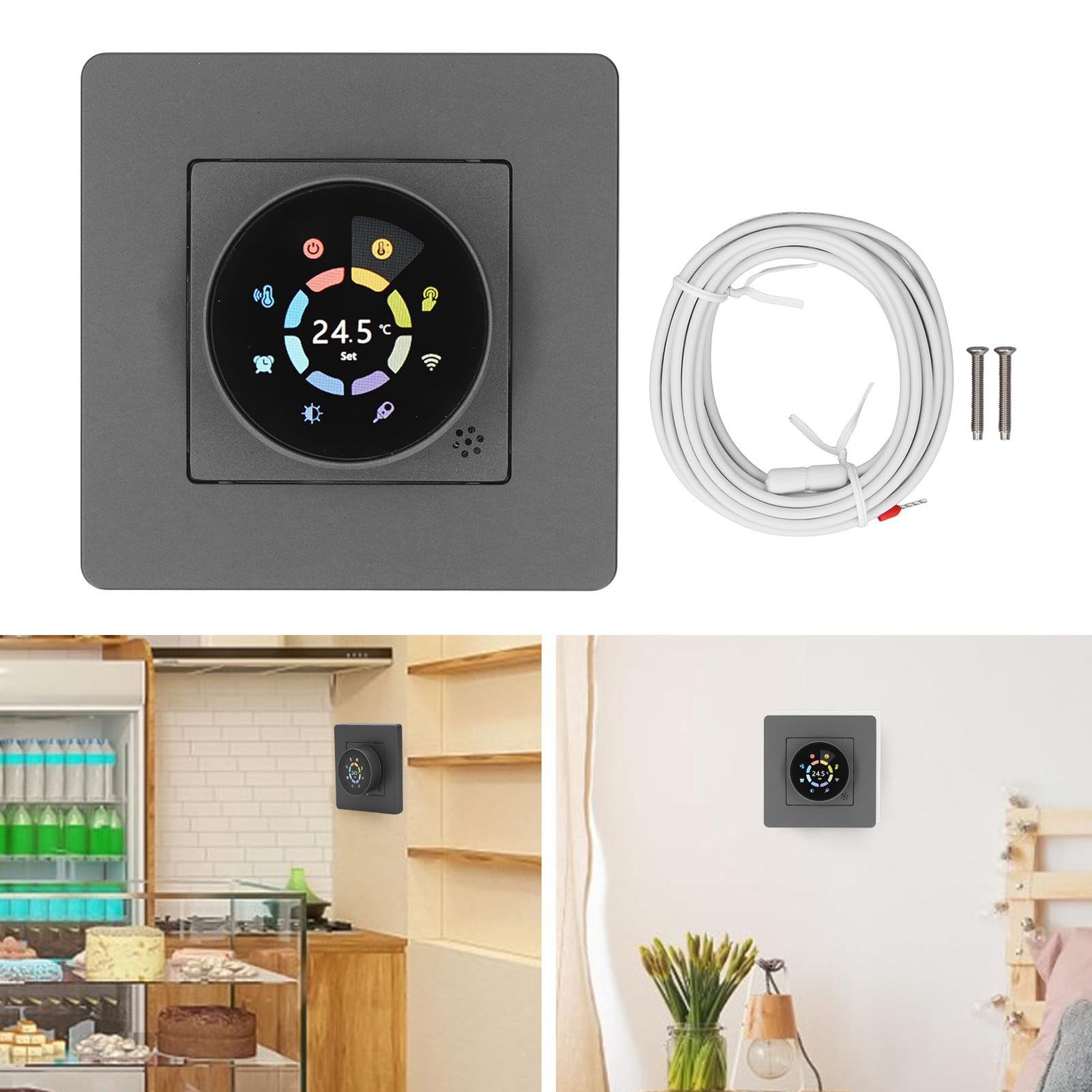 EMUKOEP Control de Calefacción de Retroiluminación Ajustable con Interruptor de Termostato Inteligente Versátil para Hoteles y Oficinas