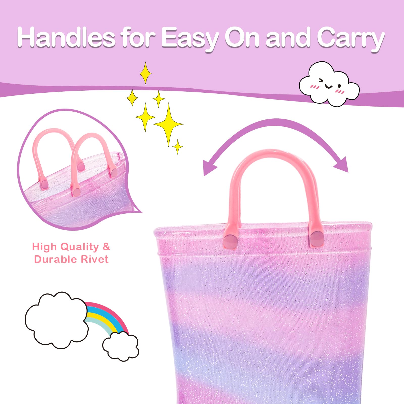 FUNCOO PLUS Botas de lluvia para niños y niñas, botas impermeables iluminadas