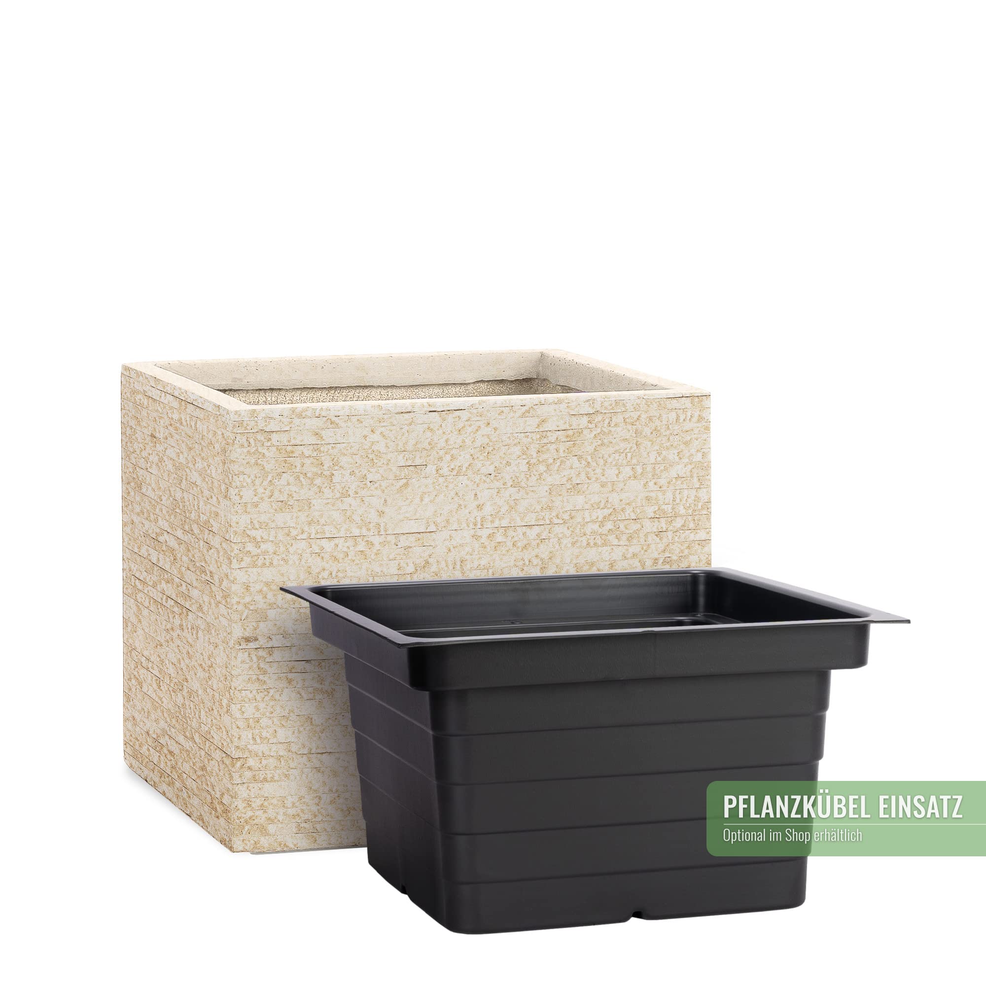 Pflanzwerk® Donica na kwiaty Cube antyczny piasek 45 x 55 x 55 cm *odporna na mróz donica na kwiaty* *ochrona przed promieniowaniem UV *produkt wysokiej jakości*