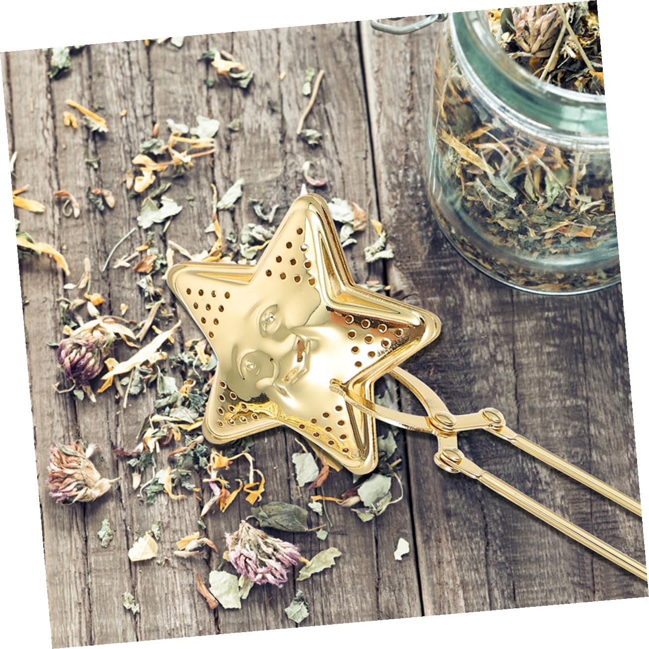TOYANDONA Colador de Té de Acero Inoxidable con Mango Filtro Infusionador para Sueltas Diseño Estrella y Luna Práctico y Duradero para Tazas y Teteras