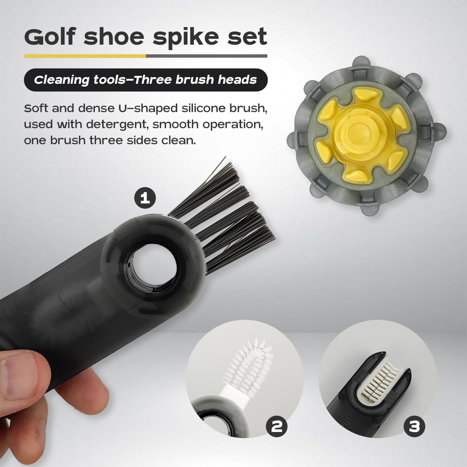 Juego de 12 Clavos de Golf, Clavos de Repuesto para Zapatos de Golf, con Cepillo de Limpieza y Herramientas de Repuesto.