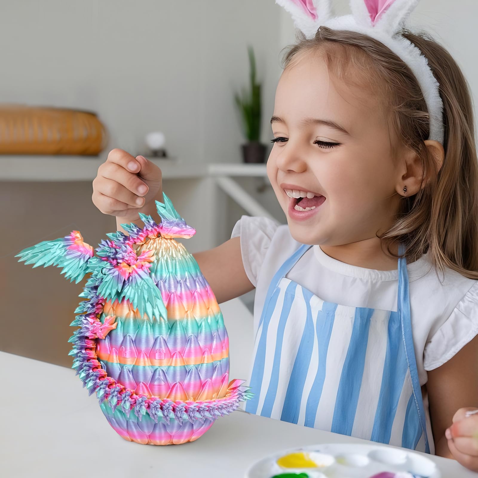 Winged Dragon Inside Surprise Egg Fun Collectible Toy Gift for Kids and Adults, 3D Printed Fantasy Dragon Ideal for Christmas Easter Birthdays and Holiday Decorations (Rainbow, Medium) - Image 2