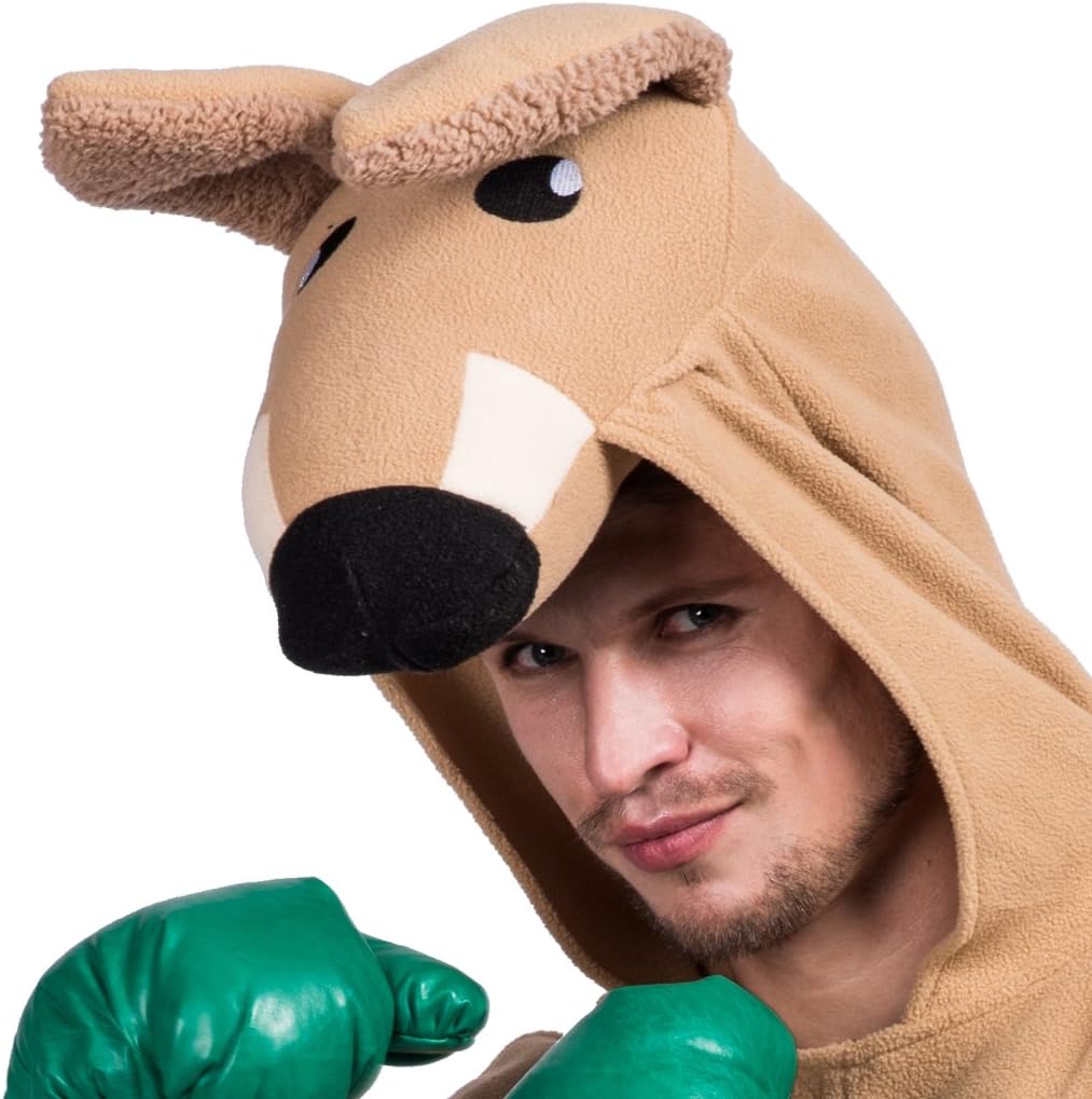 Adult Kangaroo Costume for Halloween Men Animal Pajamas Hooded Jumpsuit - Image 5