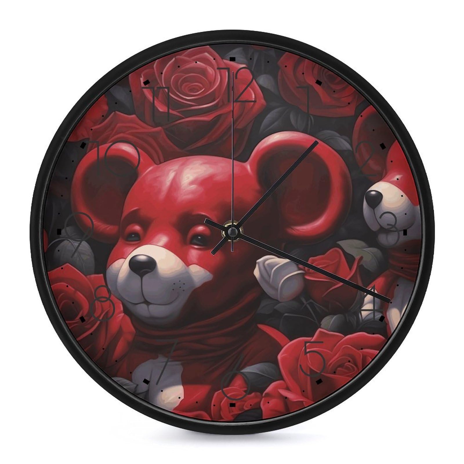 Horloge murale ours Among The Roses vintage pour décoration salon rétro