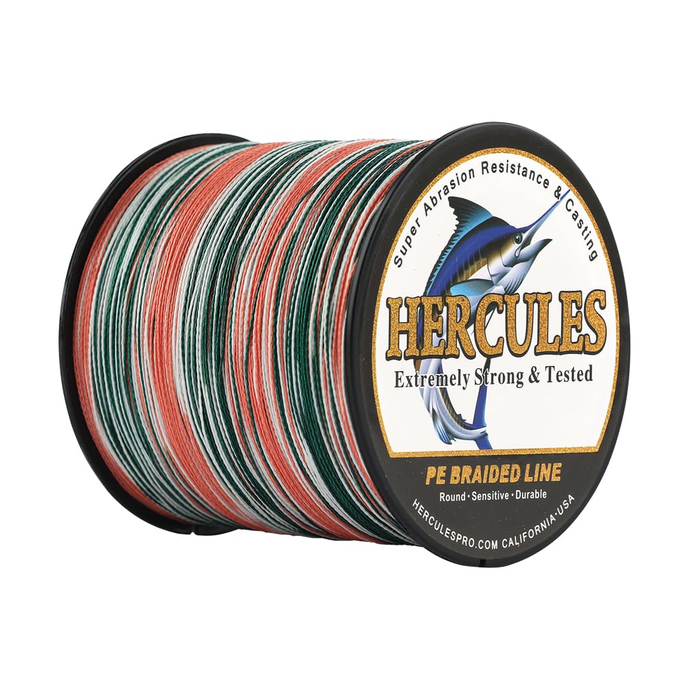 HERCULES Braided Fishing Line 4 Strands - 6LB, 328YDS, Mexico Camo
