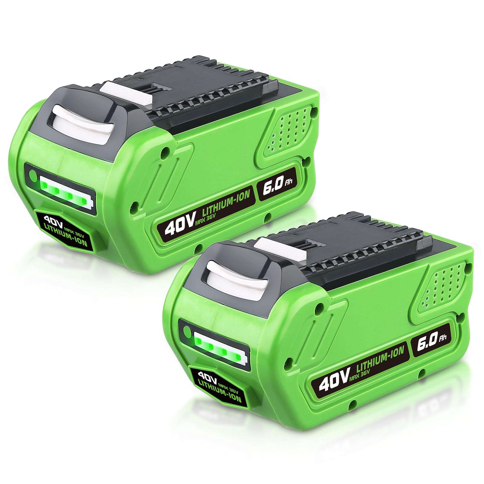 FERRYBOAT 2 Packs 40V 6.0Ah Replacement for Greenworks 40V Battery G-MAX 29472 29462 29252 20202 22262 25312 20302 20672 25302 24252 24282 Cordless Power Tools Lithium-ion Battery
