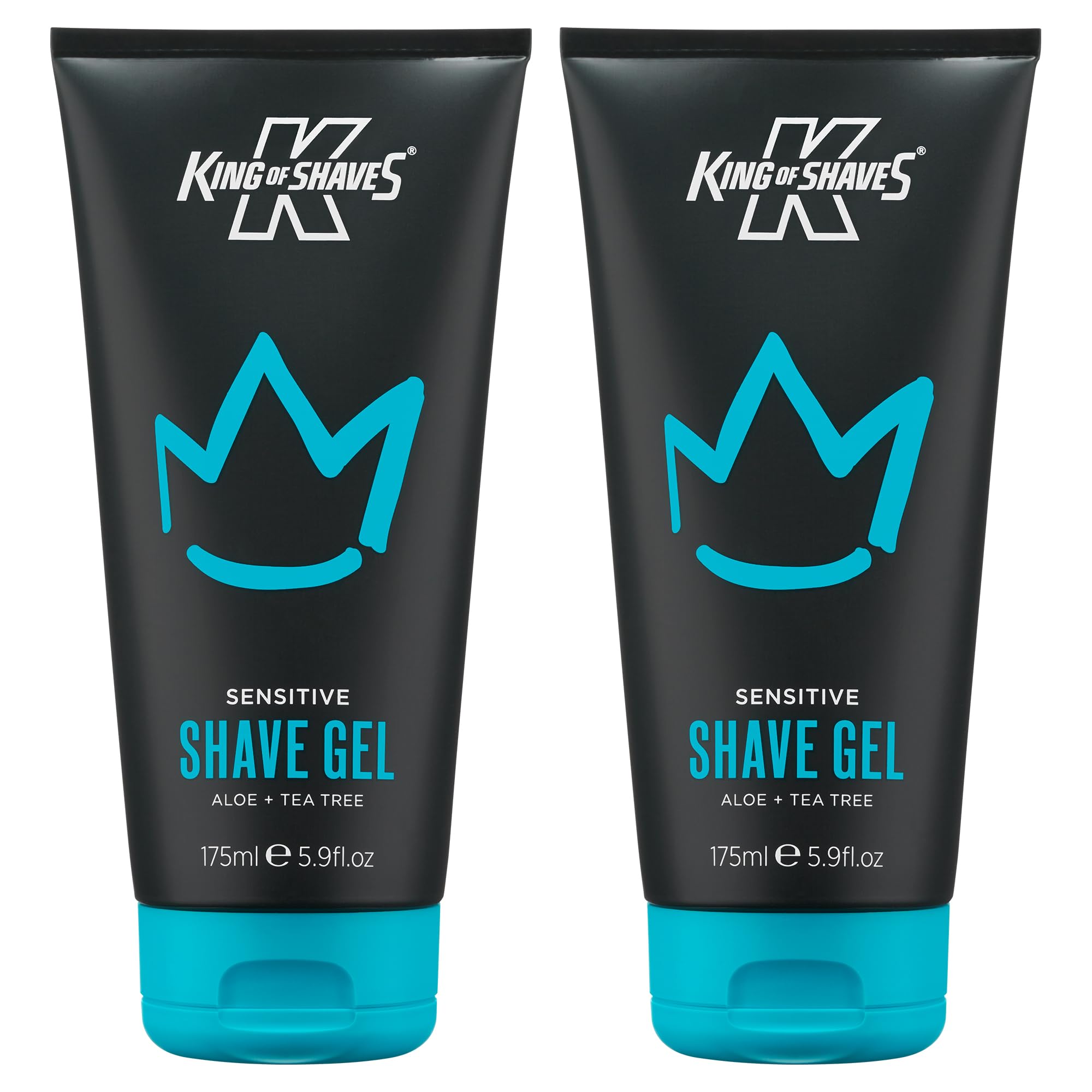 King of Shaves Sensitive Shave Gel Duo 2 x 175ml | Clear Low Foam Shaving Gel For Sensitive Skin With Aloe Vera To Reduce Razor Irritation. Vegan Formula.