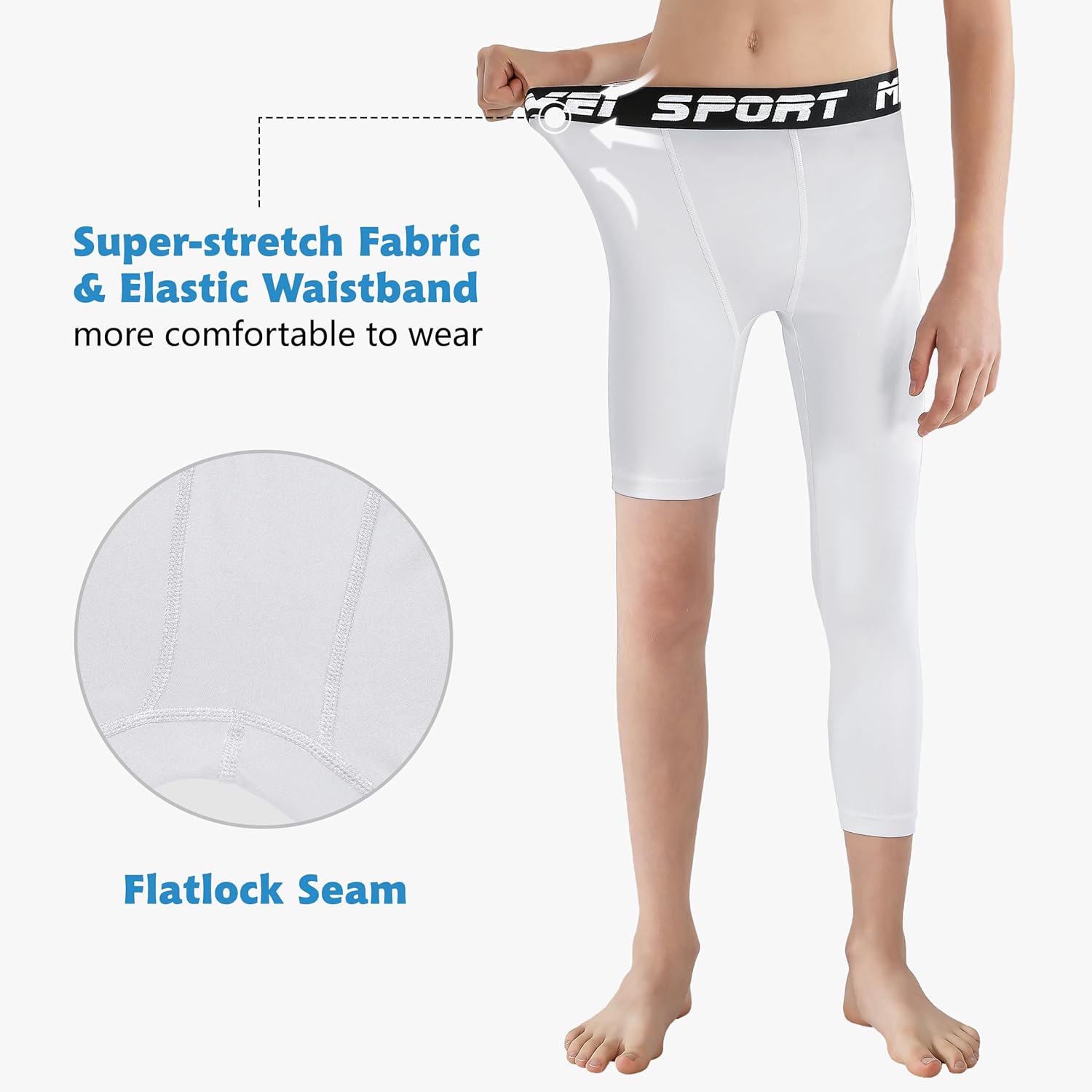 Youth Boys One Leg Compression Pants Basketball Leg Sleeve Girls Single Tights Kids 3/4 Leggings Sports Base Layer - Image 3