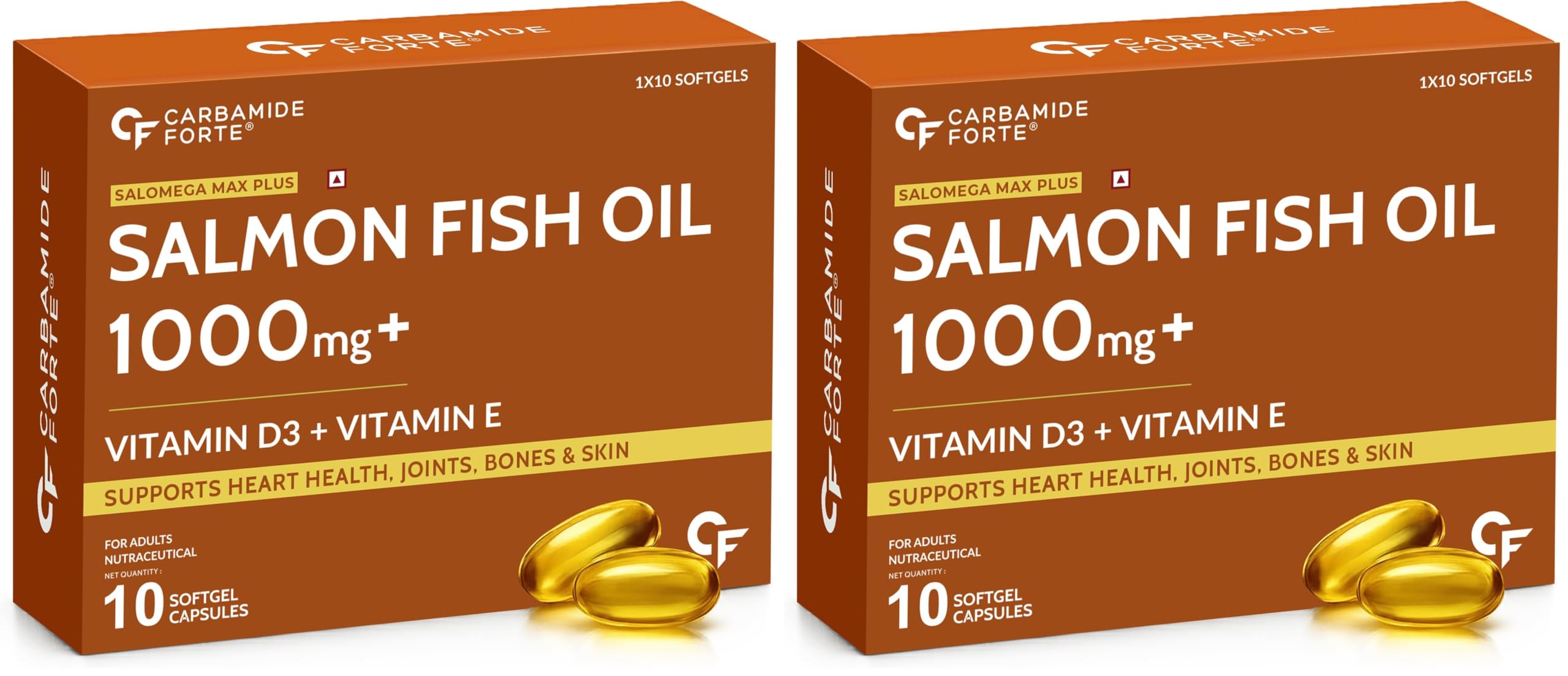 Carbamide Forte Omega 3 Fish Oil Capsules Softgel 1000mg with Vitamin D & E | Omega 3 Supplement Softgel For Men & Women | Salmon Fish Oil Omega3 Supplement For Heart, Joints, Bones & Skin - 10 Softgels-image-16