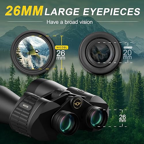 Vista 4 de Binoculares de 20 x 70 para adultos de alta potencia, prismáticos WOZEL HD para pájaros con visión clara de poca luz, potente binocular