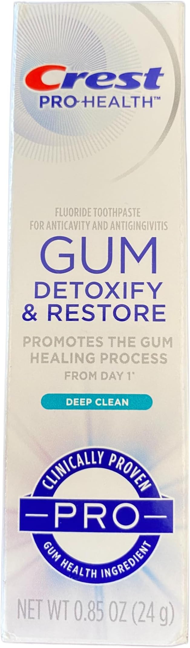 CrestGum Detoxify & Restore PRO Toothpaste, Deep Cleean 0.85oz (24g) - Pack of 6