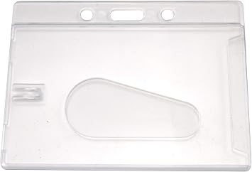 Wuuycoky Horizontal ID Card Pass Badge Holder Hard Plastic Color Transparent Pack of 6