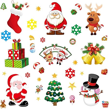 Amazon Co Jp Yhombes ウォールステッカー クリスマス ウォールステッカー サンタクロース トナカイ クリスマスツリー シール 壁紙 クリスマス パーティー 装飾りプレゼント Diy サンタ 部屋 店舗装飾 ホーム キッチン