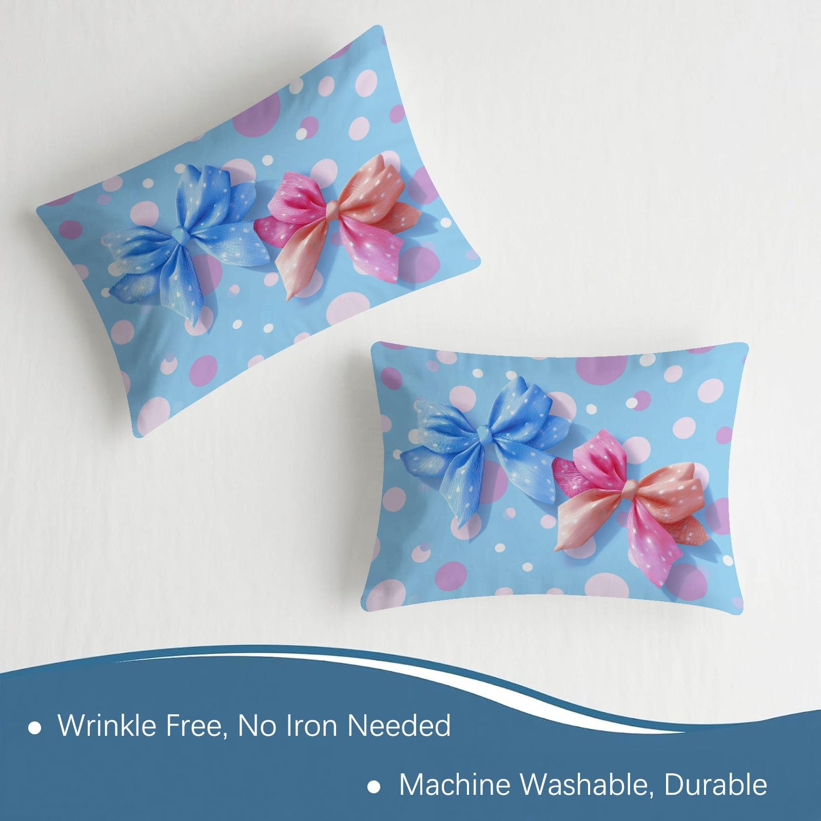 Sábanas bajeras bajeras para niños y adolescentes, decoración de dormitorio, diseño de lunares de dibujos animados, juego de ropa de cama de 3 piezas, sábana bajera ajustable de microfibra suave y 1
