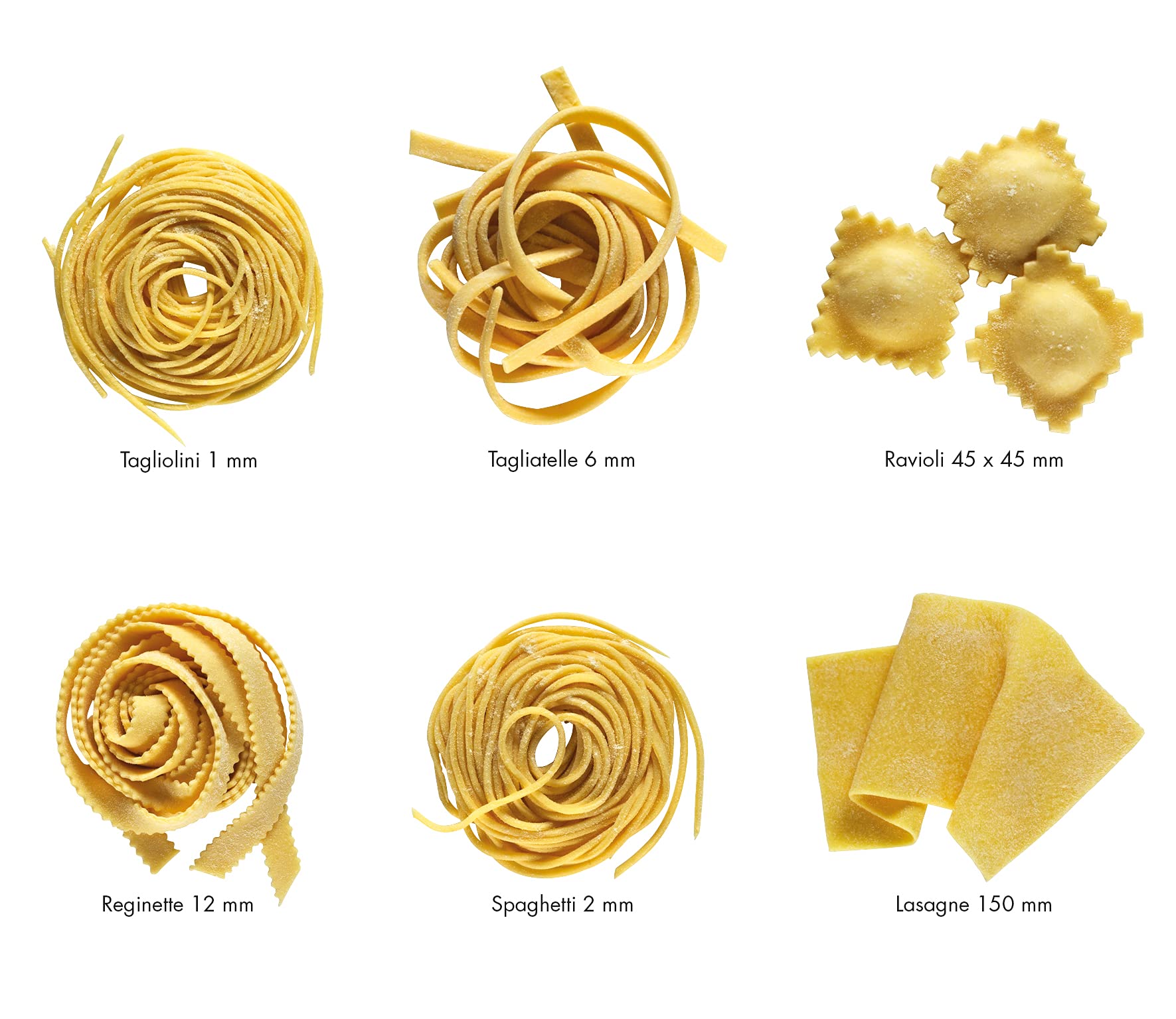 KÜCHENPROFI Nudelmaschine VITALE 150 Set, 6 Aufsätze, 7 Teigstärken | manueller Pastabereiter, Edelstahlgehäuse, anodisiertes Aluminium, für Lasagne, Tagliatelle, Spaghetti, Reginette, Ravioli