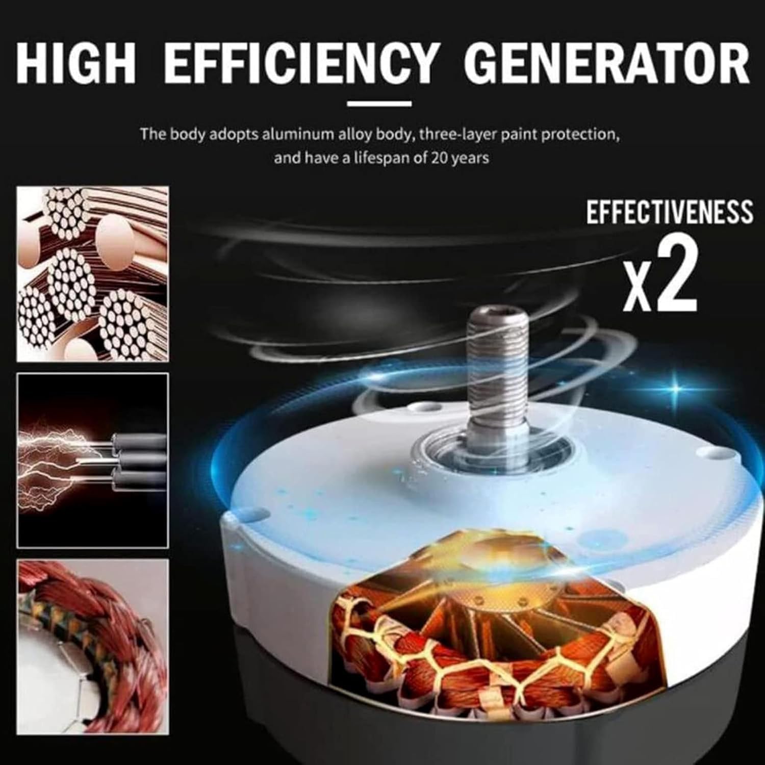 Alternatore trifase, generatore di motore elettrico a magnete permanente per turbina eolica fai da te, 12000 W, generazione di energia CA 12 V