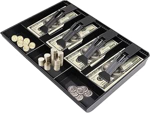 Tiroir-caisse Pour Petite Entreprise - Organisateur Billets Et Pièces, 5 Compartiments Billets + 4 Pièces, Idéal Café, Magasin, éducation