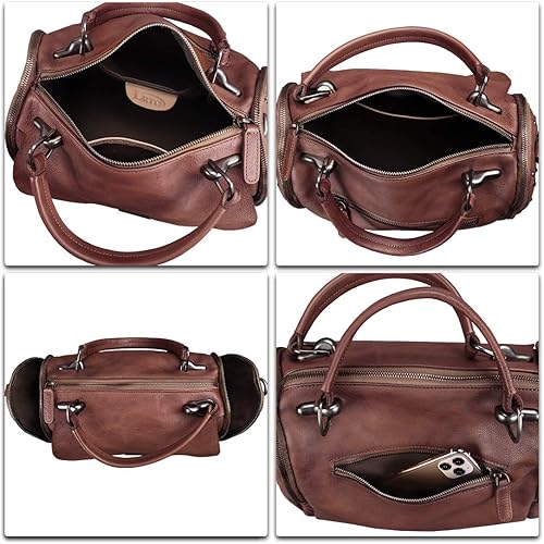 Miniatura 7 de Bolso bandolera de cuero genuino para mujer, estilo vintage, hecho a mano, bandolera