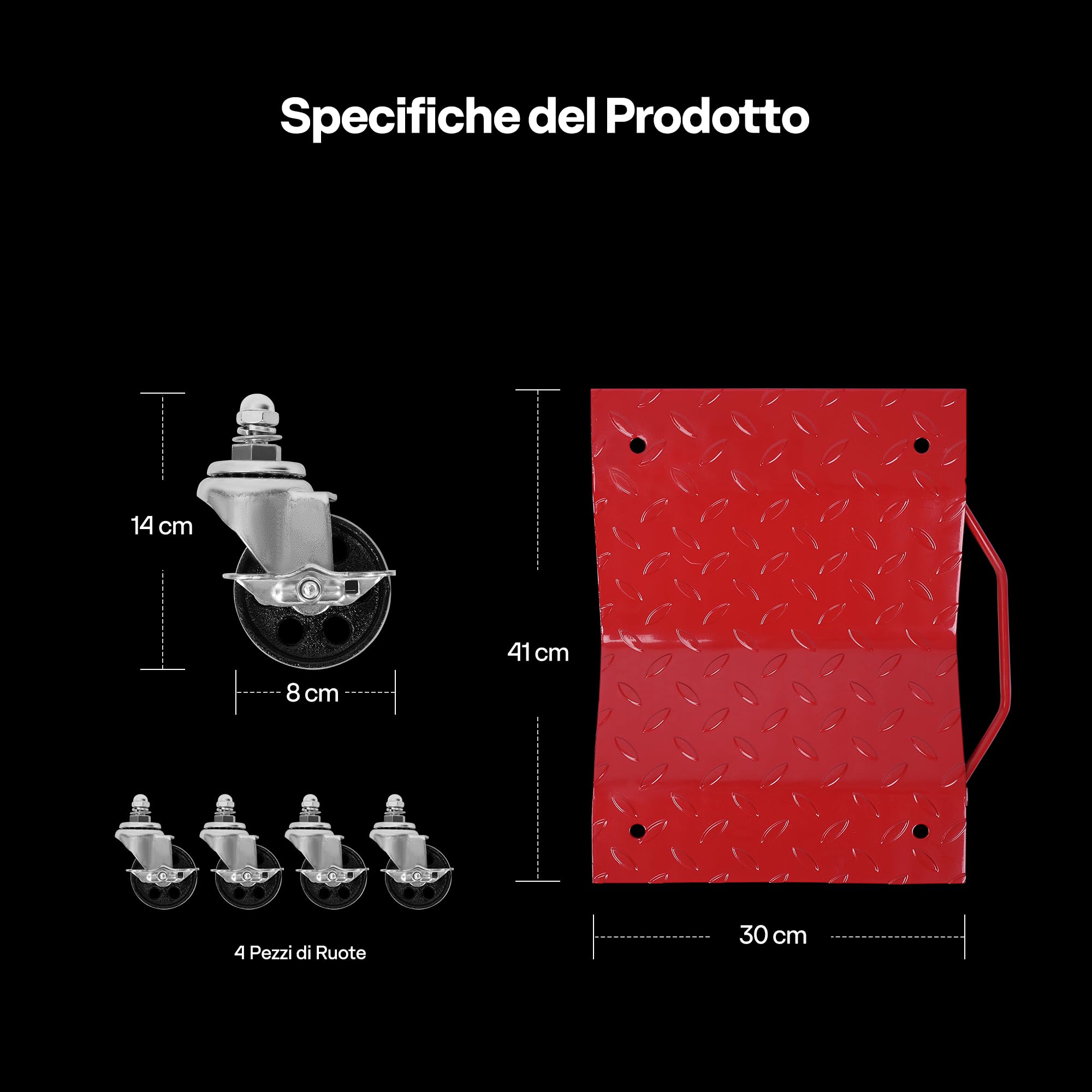 VIVOHOME Carrello Sposta Auto Moto Sottoruote 4 Pezzi, Carico Singolo 680kg Capacità di Carico 2720kg in Totale per Spostare Auto Camion e Moto Trailer Rosso