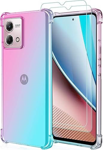 Osophter Funda translúcida para Moto G Stylus-2023 para mujeres y niños con 2 protectores de pantalla en las esquinas reforzadas, poliuretano