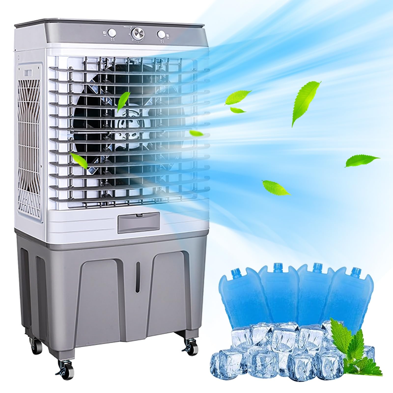 MESOVFCA Portable Air Cooler 30L, 3 Modes & 3 Speeds, Lightweight Evaporative Cooler, Low Noise for Home, Office, Outdoor Use