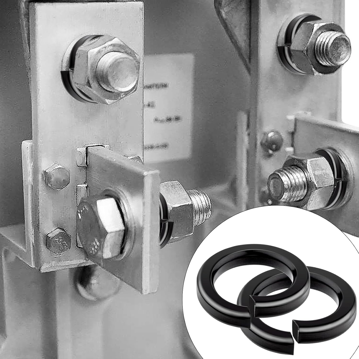 60pcs Spring Washers M5 Spring Washers Stainless Steel A2/V2A Washers Smooth Washers Body Washers Spiral Black Spring Washers Snap Ring for Household Appliances Mechanical Devices