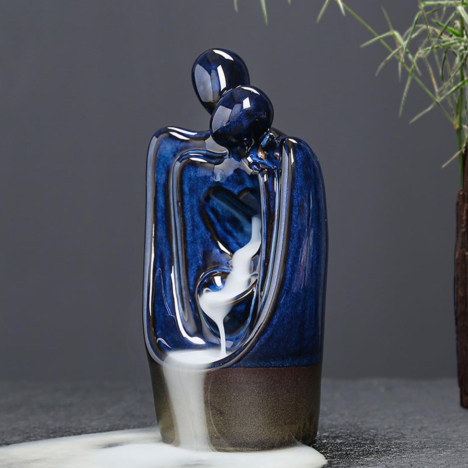 Porta incenso per coppie, romantico bruciatore di incenso in ceramica a cascata, coppia di bruciatori di incenso a riflusso per gli , porta coni di incenso decorativo per aromaterapia | Stufa per aromaterapia a riflusso centrotavola da tavolo, bruciatore