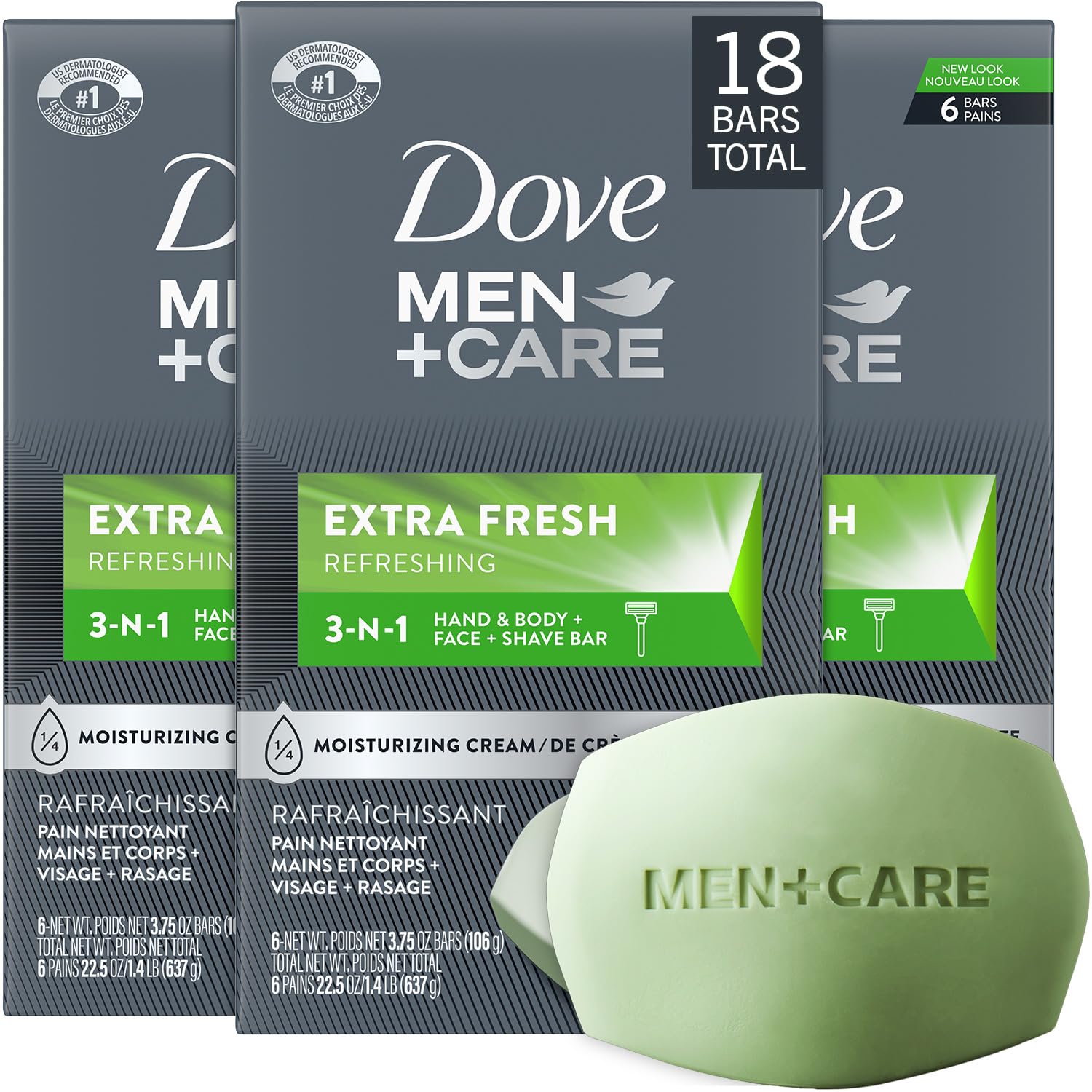 Dove Men + Care Extra Fresh Bar Soap, 14 Count (Pack of 1) Fresh 1560 g (Pack of 1)