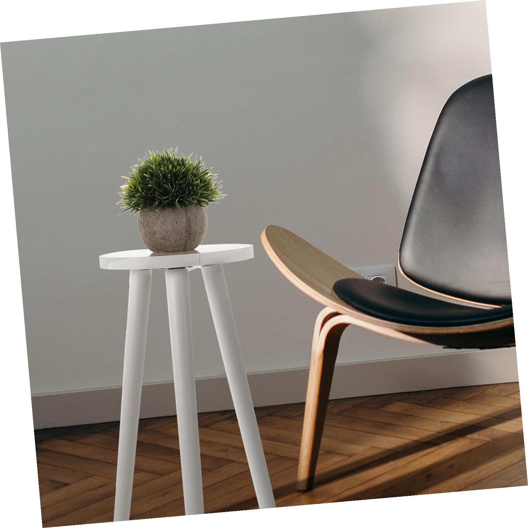 Kisangel Weißes Blumentopfregal aus Synthetischem Material mit 3 Stabilen Stützpunkten Pflanztisch zum Schutz der Zimmerpflanzen im Wohnzimmer und Eingangsbereich