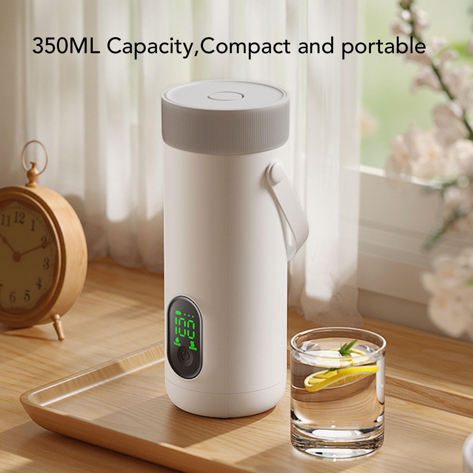 Annadue Travel Electric Kettle 350 Ml, Podgrzewacz Wody, Przenośna Herbata i Kawa Ketle Wodny do Kempingu na świeżym Powietrzu, 27000 MAh USB (wtyczka UE)