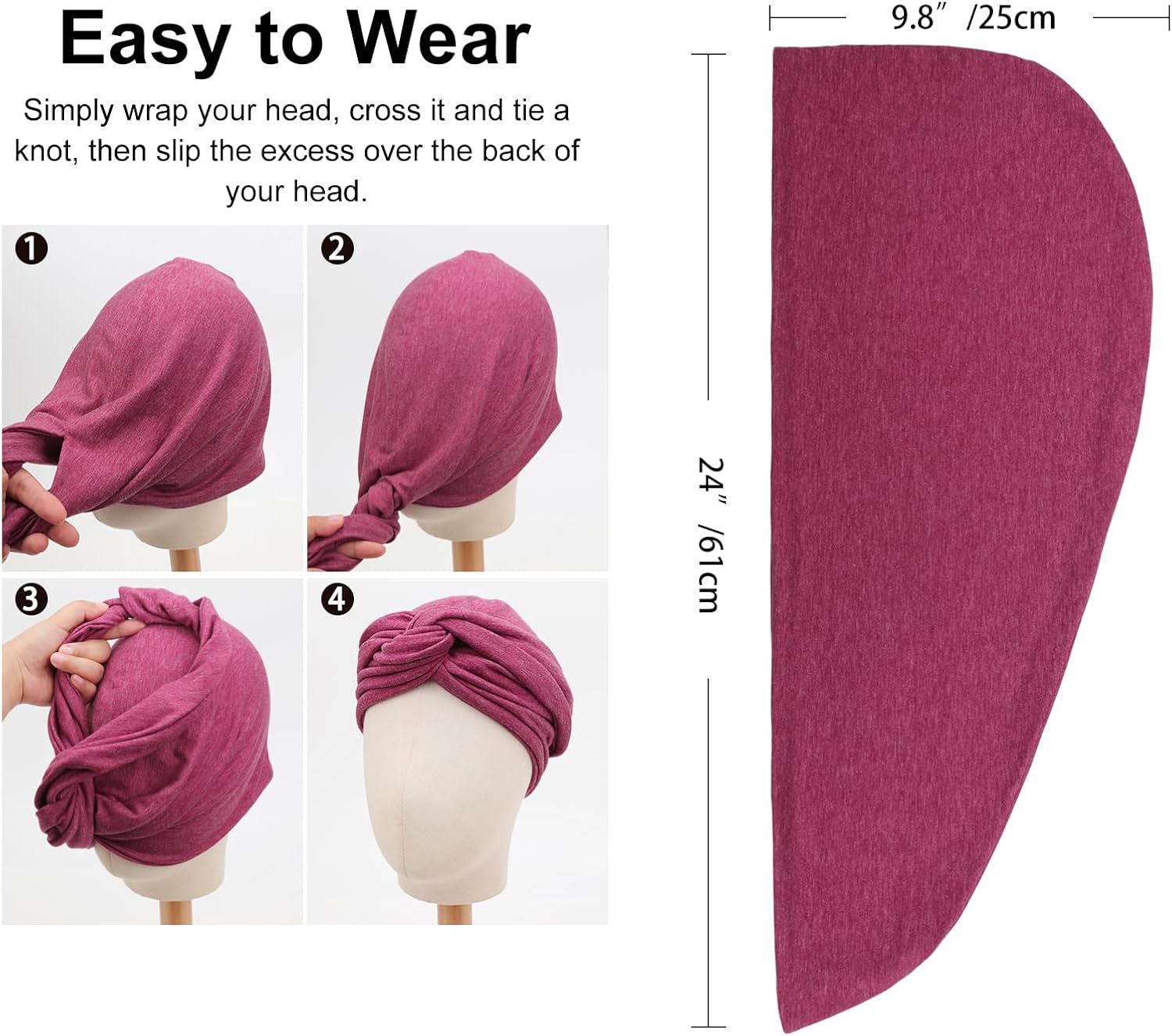 DRESHOW African Turban for Women Knotted Hairwraps for Sleeping Turban Headwraps Head Warmer Scarf for Black Women Chemo Cap - Image 5