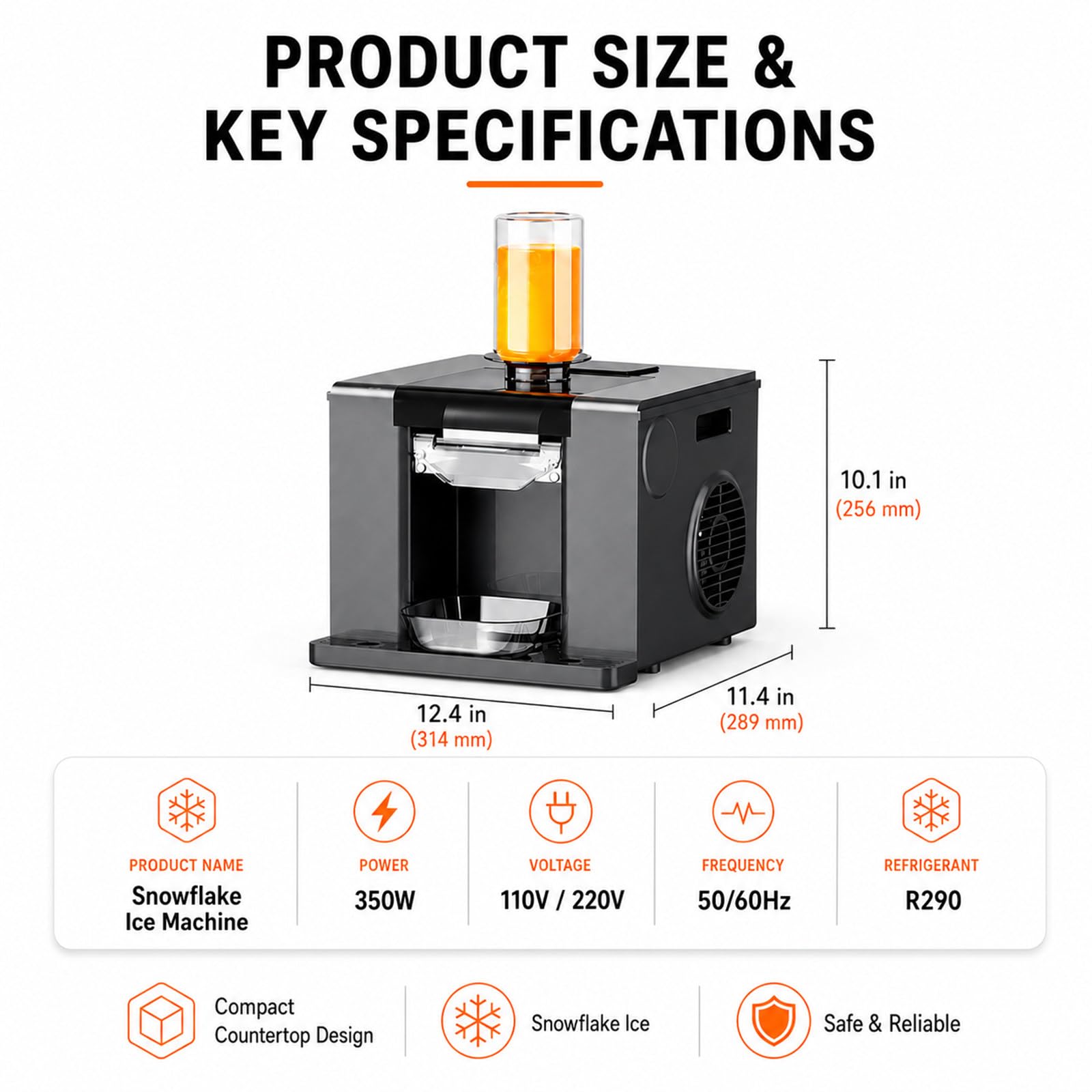 Máquina de Nieve de Leche 350W, Bingsu Maker con Botella 750ml, Control Inteligente de Un Toque para Bar Heladería Food Truck y Catering, Uso Diario Pro White
