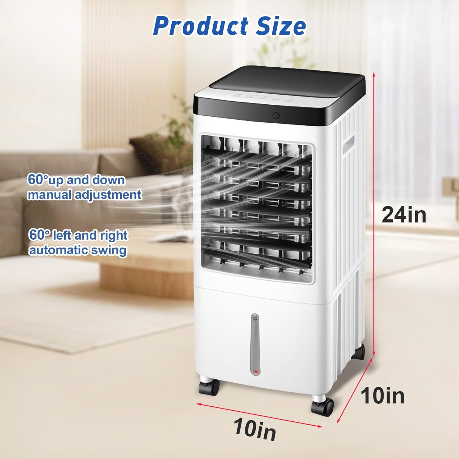 Portable Air Conditioner w/Remote - 3-in-1 Indoor Windowless AC, 2.2-Gal Tank, On/Off Timer, Swamp Air Cooler for Room/Bedroom/Garage - White