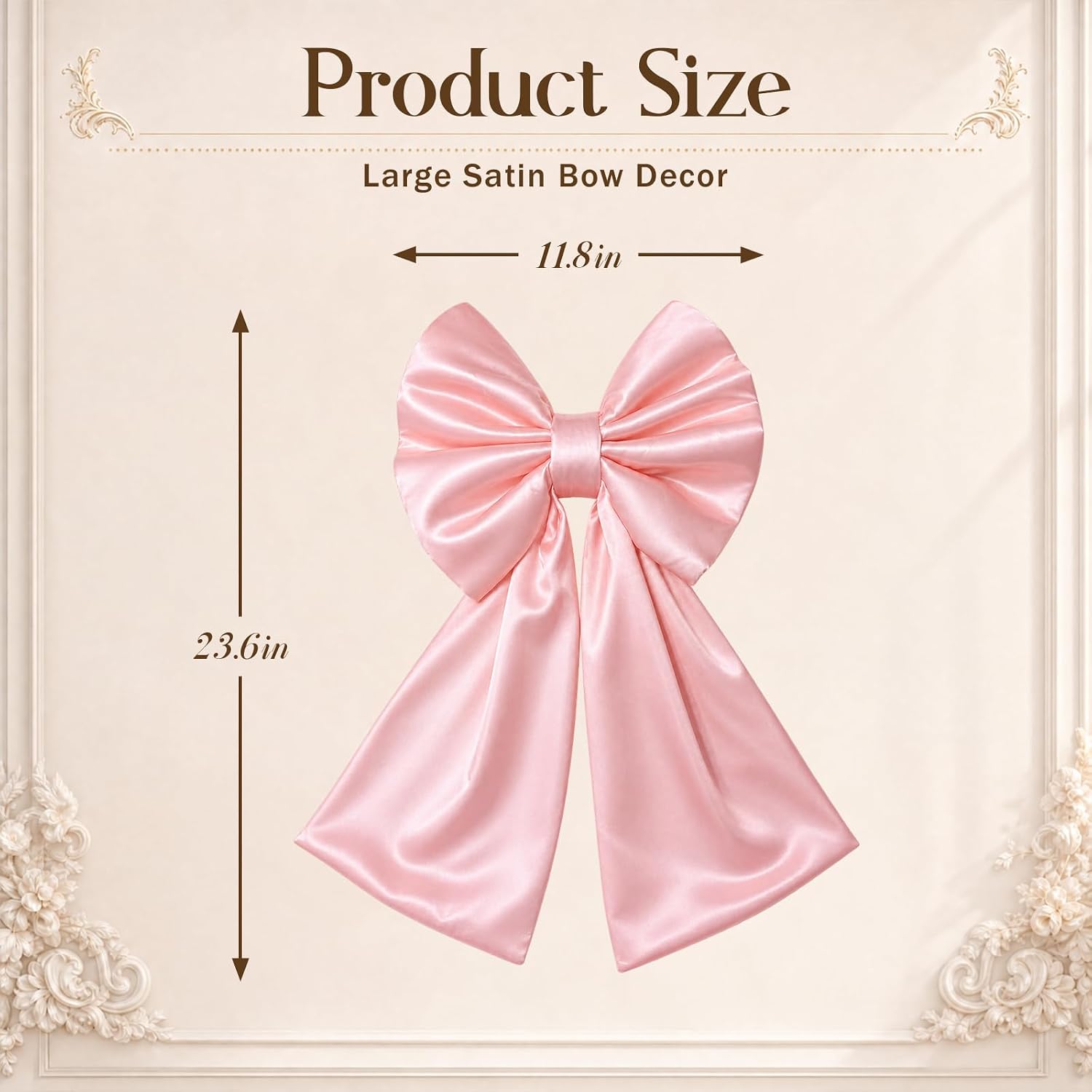 3 Pcs Large Pink Satin Bows, 24 x 12 Inch Wedding Party Decor
