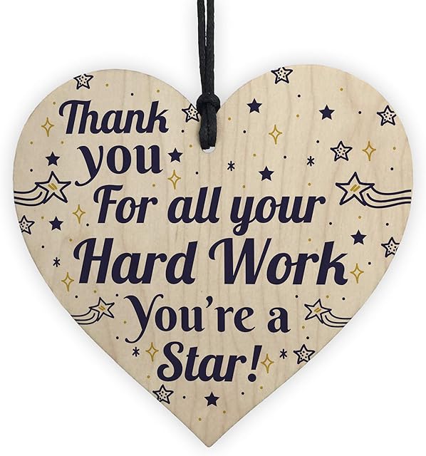RED OCEAN Colleague THANK YOU Gifts Wooden Heart Plaque Employee Teacher Volunteer Keepsake Gifts