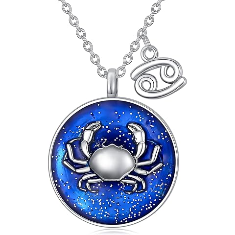 Zodiac Sign Necklace for Women 925 Sterling Silver 12 Constellation Coin Disc Horos...