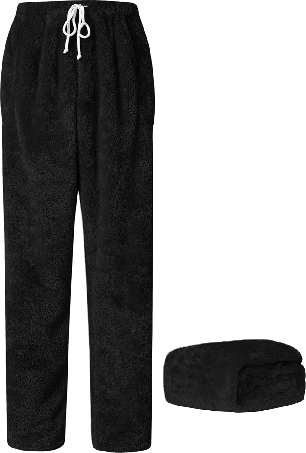 Cromoncent Men's Fuzzy Plush Pajama Pants, Fleece Fluffy Pj Pants for Men, Warm Winter Cozy Lounge Sleepwear Bottoms, XS-4XL