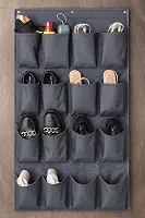 Sapateira de Porta Premium, Sapateira Organizador Vertical em Nylon 600D, 110x60cm, 16 Bolsos, Suporta 8 Pares, Resistente e Reforçado, Ideal para Sapatos, Tênis e Acessórios, Cor Preta