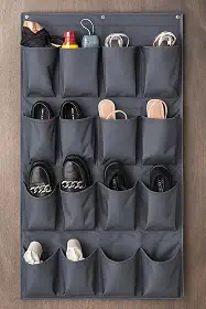 Sapateira de Porta Premium, Sapateira Organizador Vertical em Nylon 600D, 110x60cm, 16 Bolsos, Suporta 8 Pares, Resistente e Reforçado, Ideal para Sapatos, Tênis e Acessórios, Cor Preta