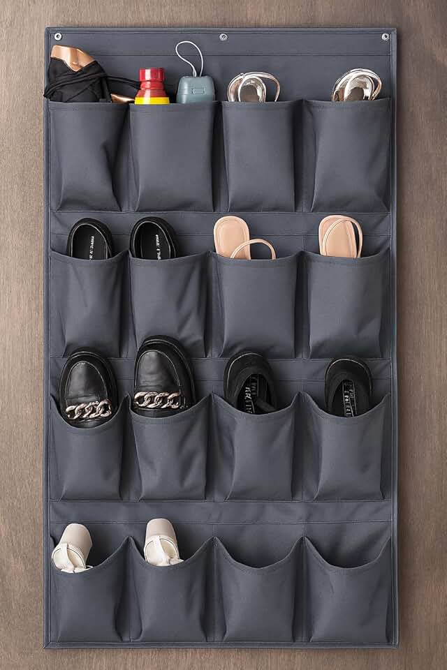 Sapateira de Porta Vertical em Nylon, 16 Bolsos, Resistente e Reforçado, 110x60cm