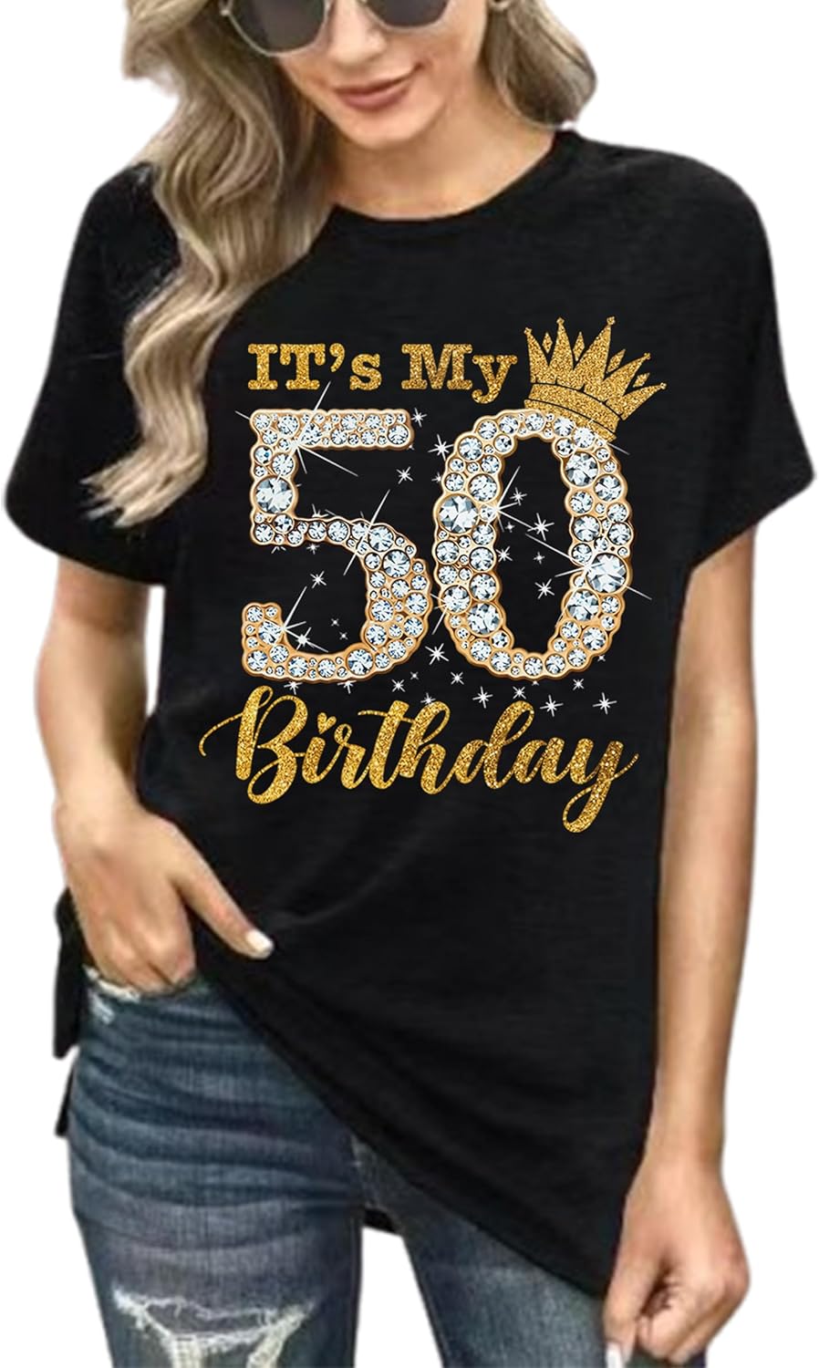50th Birthday T-Shirts for Women: Vintage 1975 Graphic Shirt 50th Birthday Party Tees Tops - Image 4