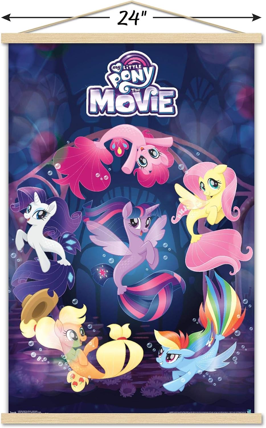 Trends International Hasbro My Little Pony Movie - Underwater Wall Poster, 22.375" x 34", Print and Beechwood Hanger Bundle