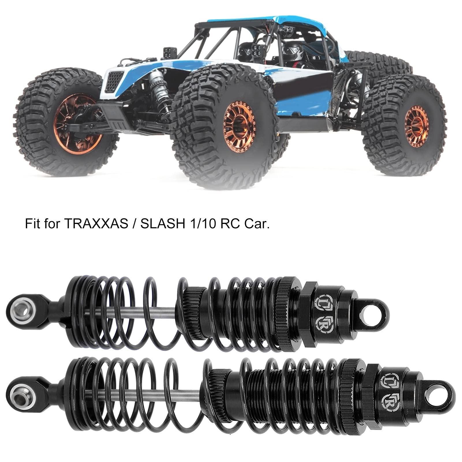Amortisseurs RC Métal Avant/Arrière - 4 Pièces - Compatible TRAXXAS SLASH 1/10 - Noir - Accessoire Upgrade
