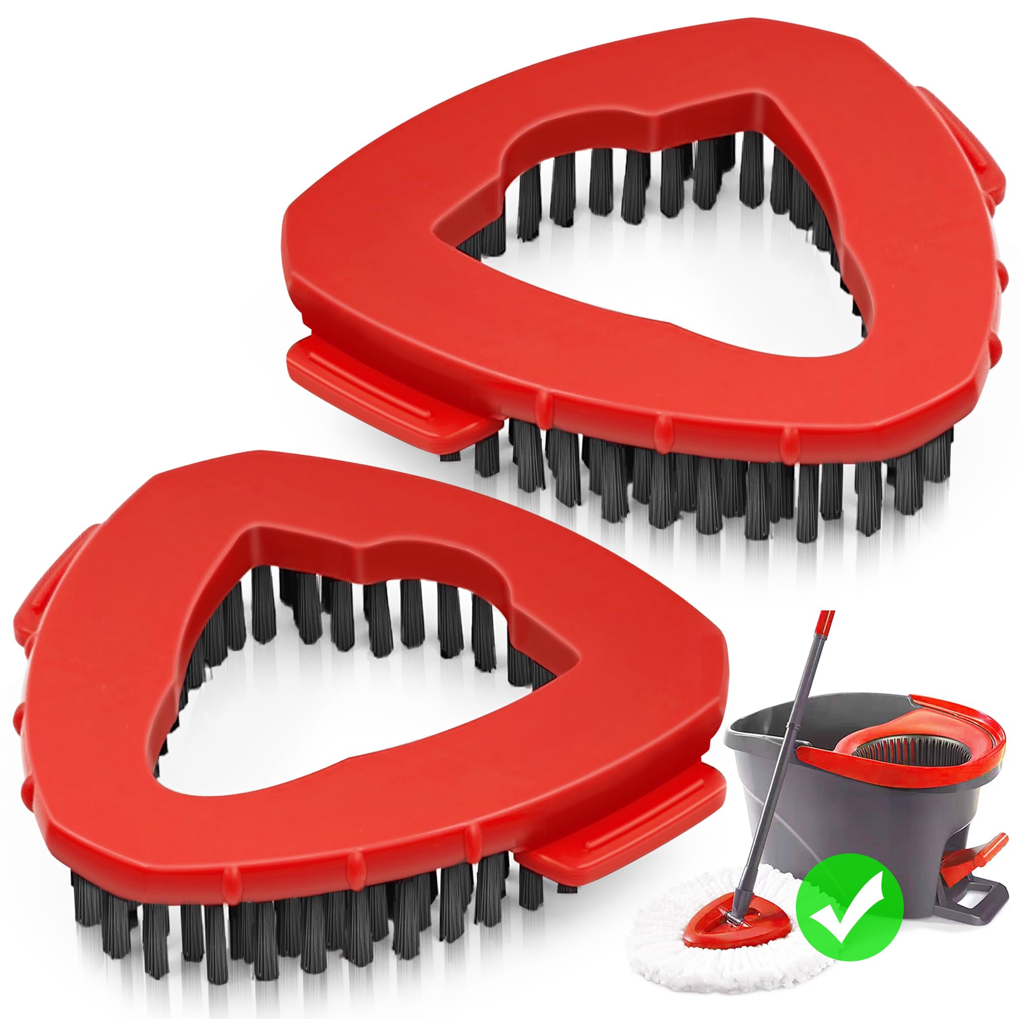 Dolanx Scrub Brush Attachments for O-Cedar EasyWring 1 Tank System, 2 Pcs Scrubber Mop Head, Triangle Spin Mop Hard Bristles Cleaning Brush Replacement Accessories for Bathroom Kitchen Pool Tile Floor