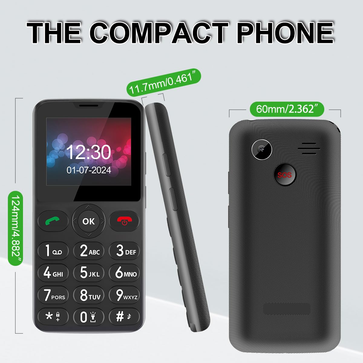 4G Téléphone Portable Senior débloqué,écran Couleur 2.2 Pouces,Facile à Utiliser, téléphone cellulaire de Base avec Grosses Touches| Bouton SOS | Radio FM | Torche |1400mAh Battery (Noir)