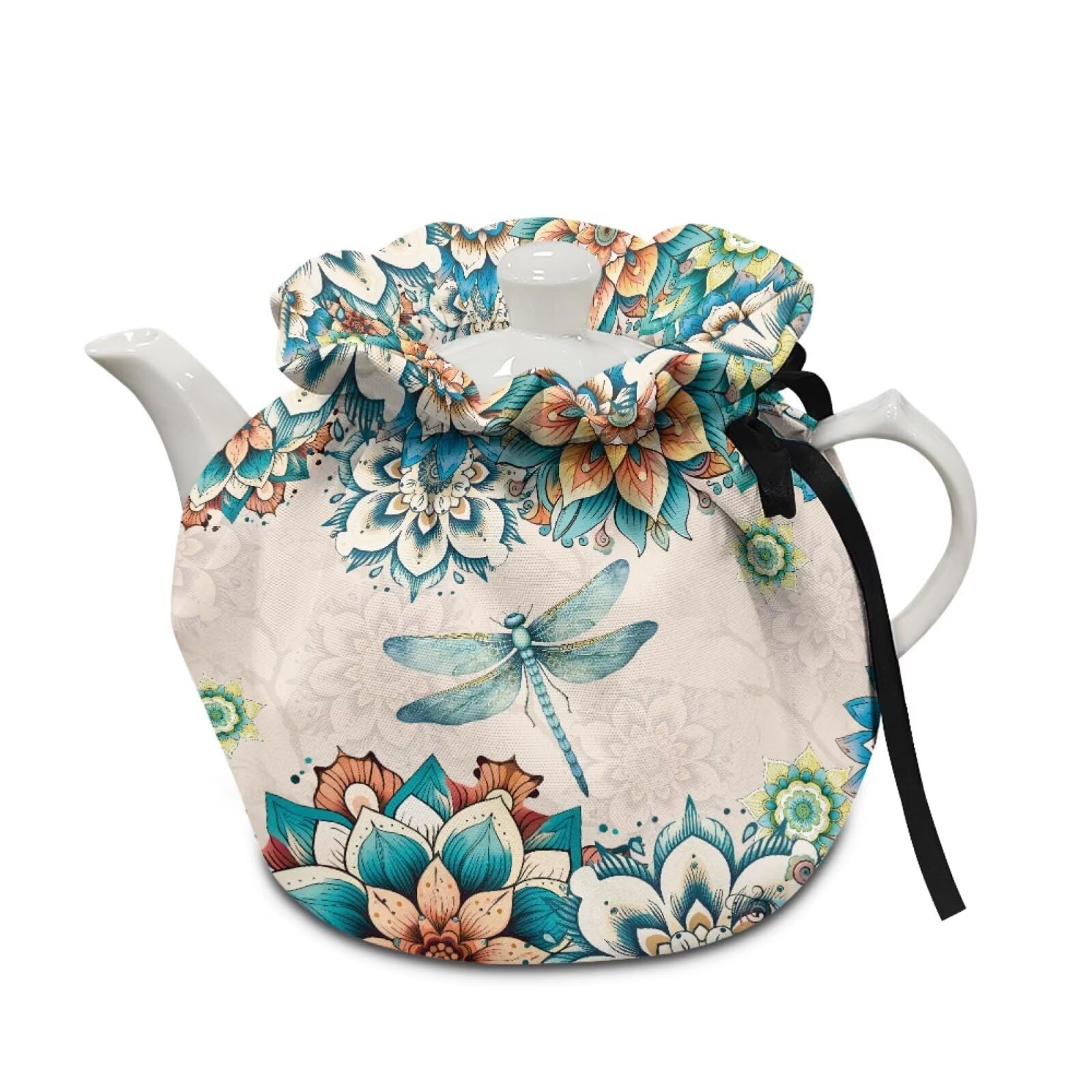Belidome Tea Cosy Cover Boho Dragonfly Teapots Cozy Cover Universal Fit Kitchen Kettle Dust Cover Breakfast Warmer