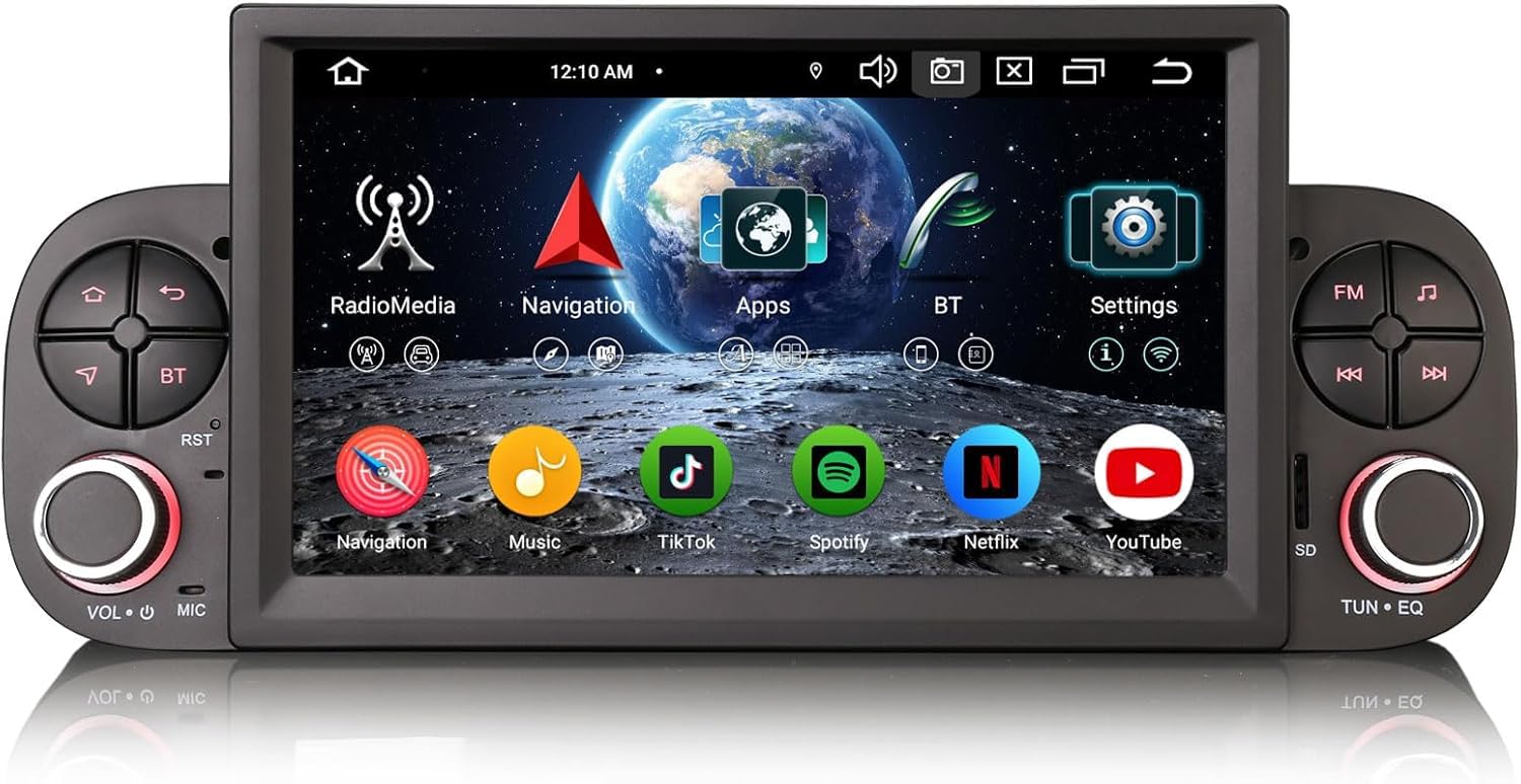 Erisin Android 16 4GB+64GB Autoradio Bluetooth per Fiat Panda MK3 Type 319 | 8-Core 7 pollici IPS Schermo tattile Supporto GPS Navigatore Wireless CarPlay Android Auto Radio WiFi 4G DAB+ DSP Canbus OBD2