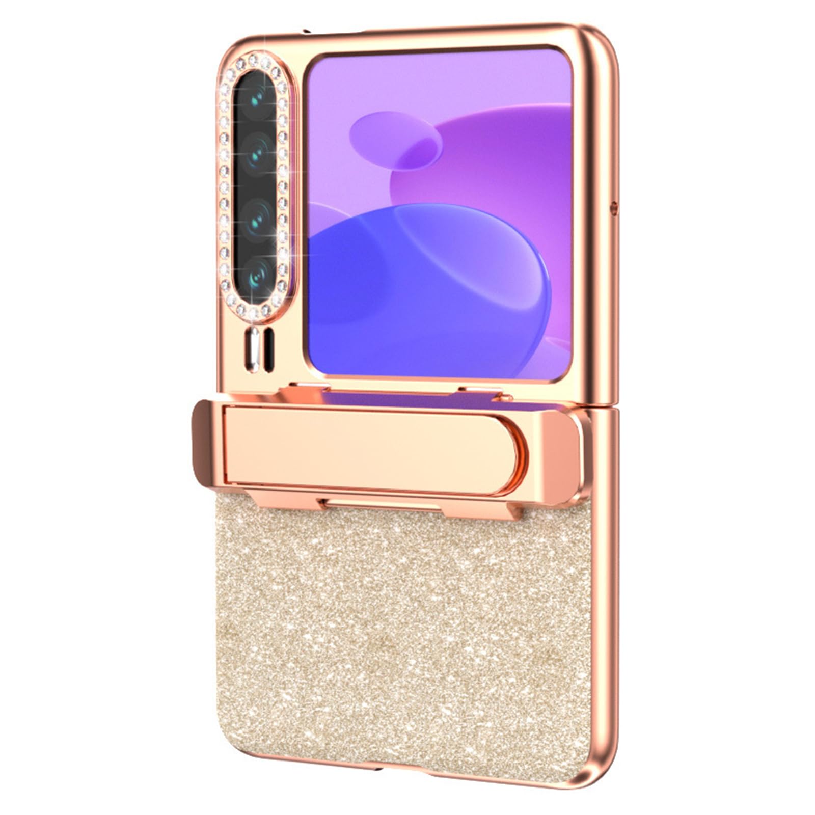 Ultra Mince Coque pour Huawei Pura X, Invisible Béquille Etui Antichoc Protection Galvanoplastie Anti-Empreinte Housse,d'or,Pura X